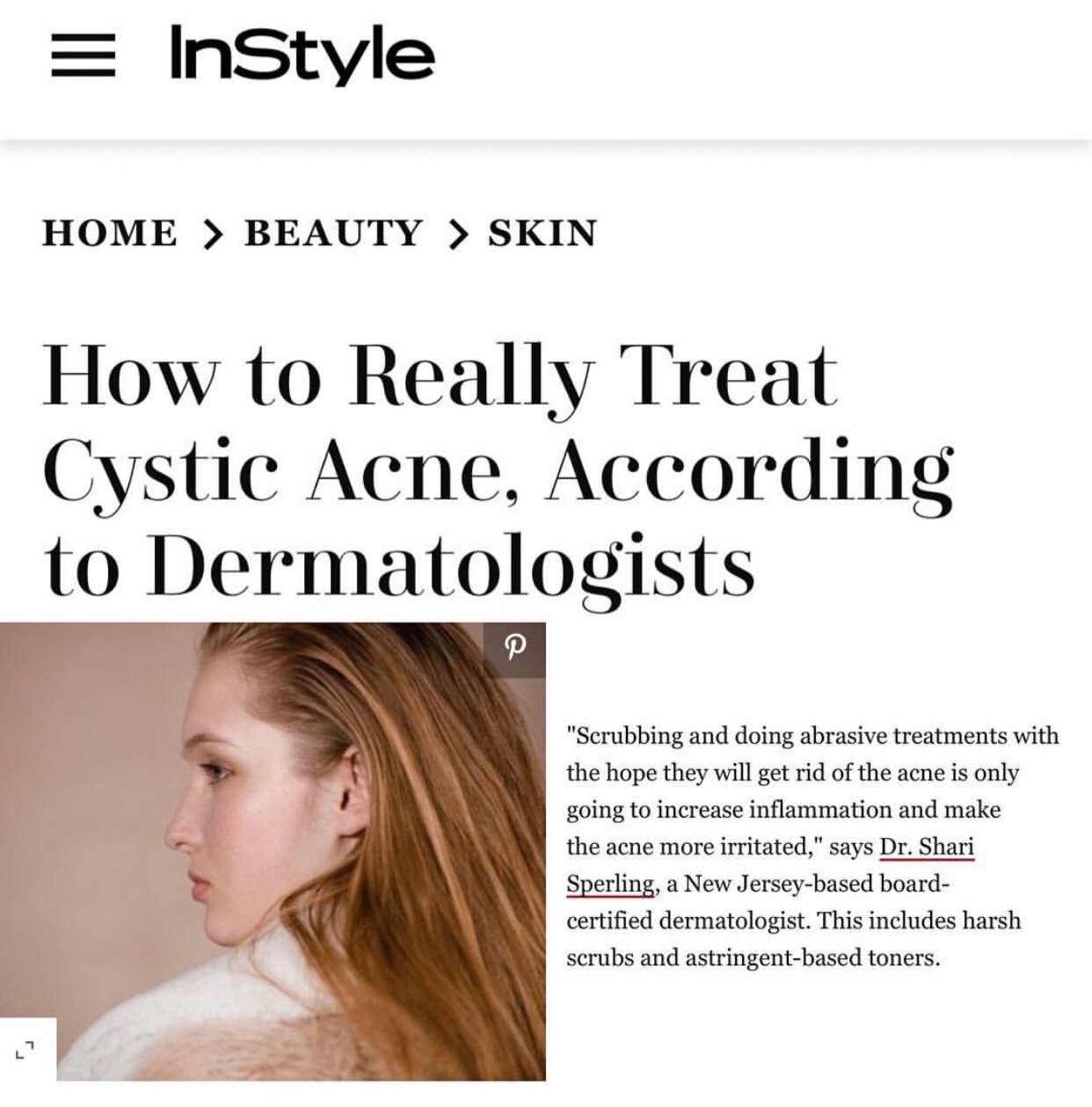 Sperling Dermatology featured in Shape