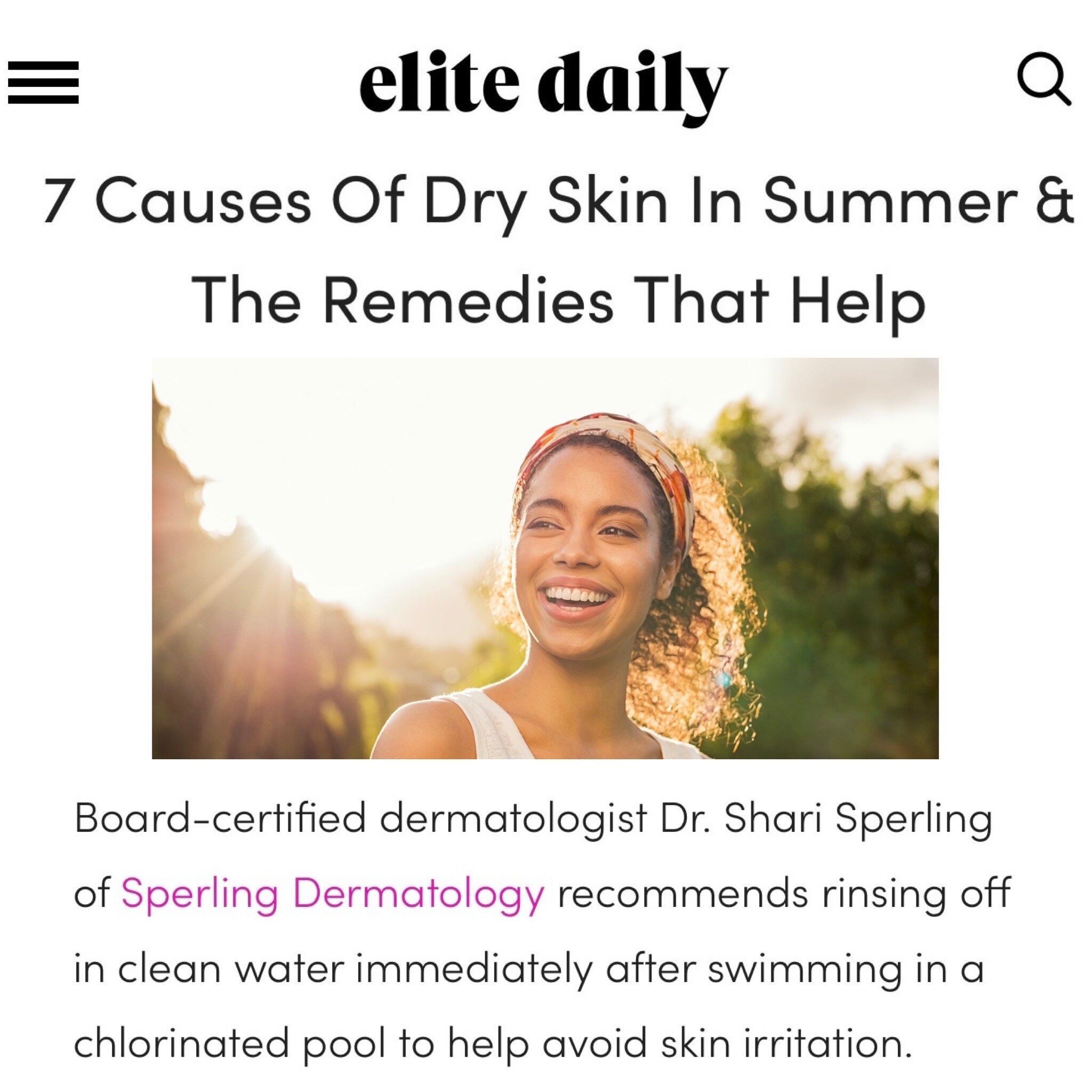 Sperling Dermatology featured in Shape