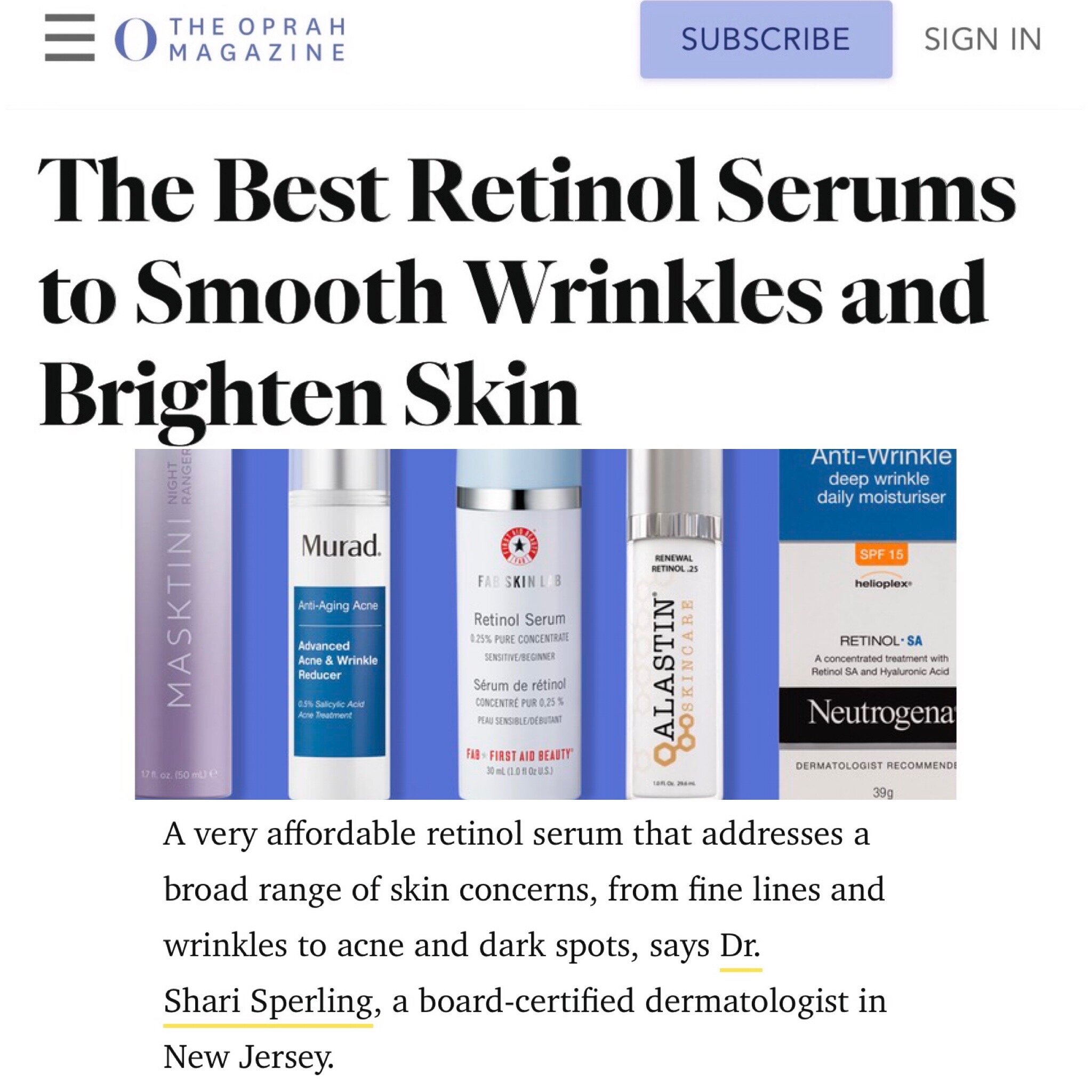 Sperling Dermatology featured in Shape